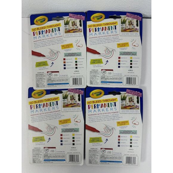 Crayola Take Note Permanent Markers, 8 Count Assorted Colors Lot Of 4 Packs!!!! - Picture 2 of 2